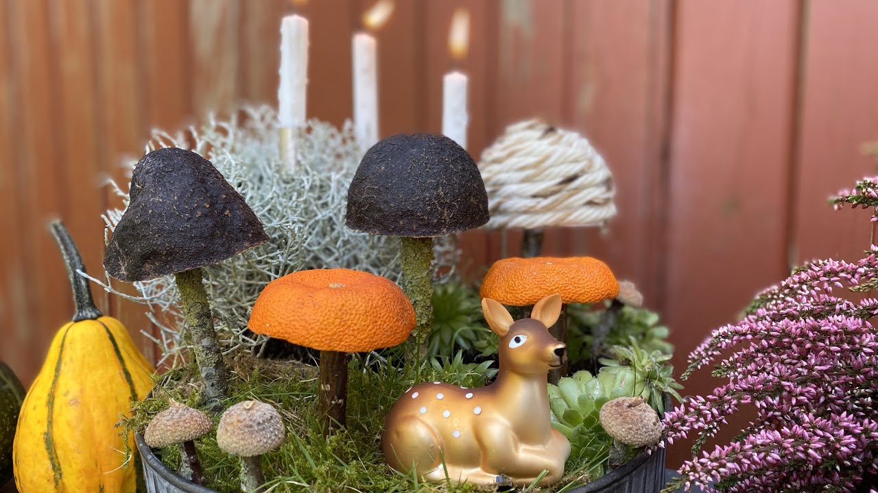 Schöne Herbstdeko * DIY Pilze * Recycling mit natürlichen Materialien