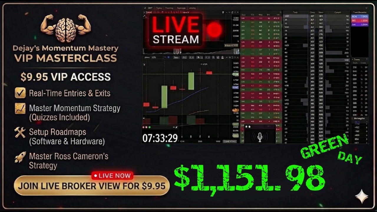 LIVE Day Trading: !  | $1,151.98 GREEN  Momentum Mastery (Webull & DayTradeDash)