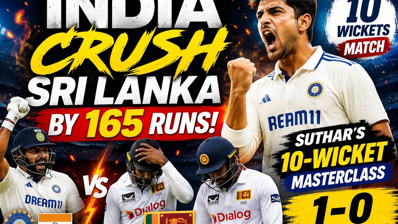 India Crush Sri Lanka by 165 Runs! Suthar&rsquo;s 10-padikkal&rsquo;s 211| massive performance| Galle Test|
