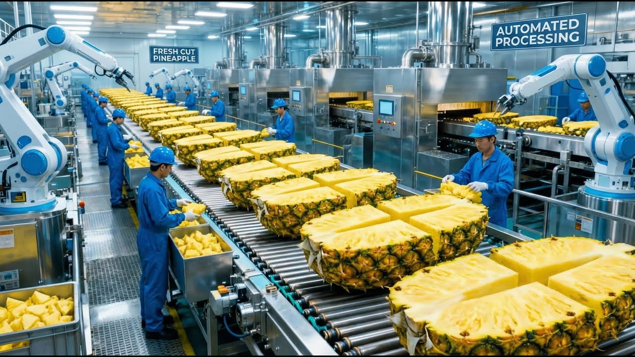 Inside a Modern Pineapple Factory: From farm to delicious juice (The whole process)