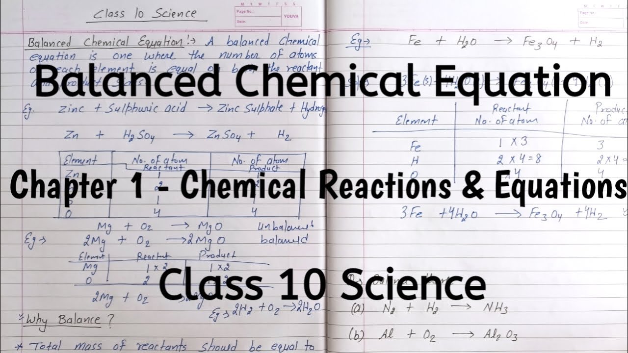 Balanced Chemical Equation | Chapter 1 | Chemical Reactions and Equations | Class 10 Science