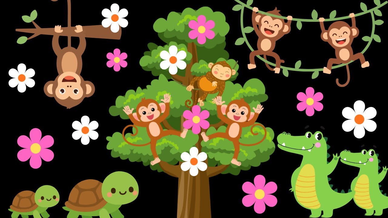 Calming baby sensory cute jungle animals and gentle music