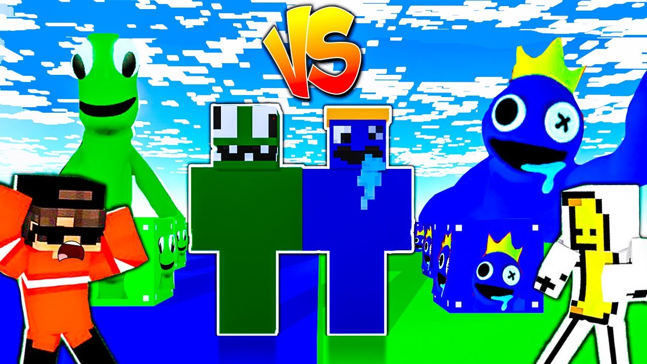 DESAF&Iacute;O DE LUCKY BLOCK DE BLUE VS GREEN de RAINBOW FRIENDS en MINECRAFT 😱 | Pathofail