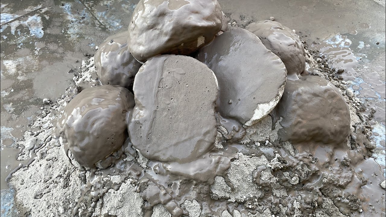 Sand Cement dry Crumbling with paste Pouring ASMR