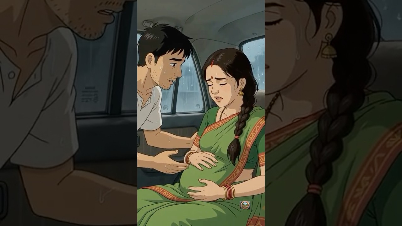 Pregnant Wife&rsquo;s Flood Rescue & Baby Birth ❤️🌧️ | Emotional Village Story | Ghibli Style #shorts