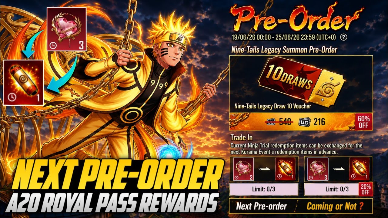 Naruto Ultimate PRE-ORDER Event ? Coming Or Not | 4.5 Update New Events & A20 Royal Pass |PUBGM
