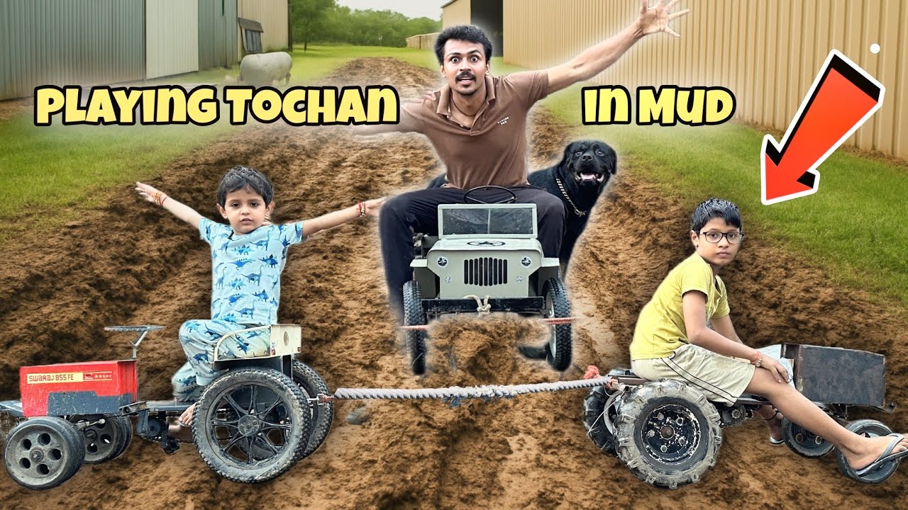 Playing in Mud with Swaraj Tractor Tochan on Farm😱 Willy Jeep Compitition 