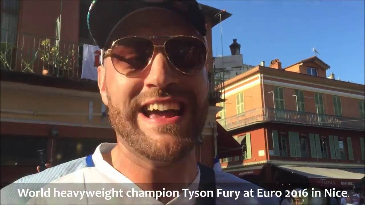Euro 2016: Tyson Fury with England fans, buying drinks