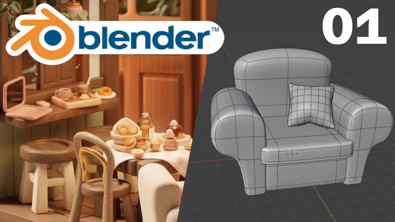 Blender fr  -  Apprendre blender | Exercice de Modélisation -  Le fauteuil | Débutant [TUTO FR]