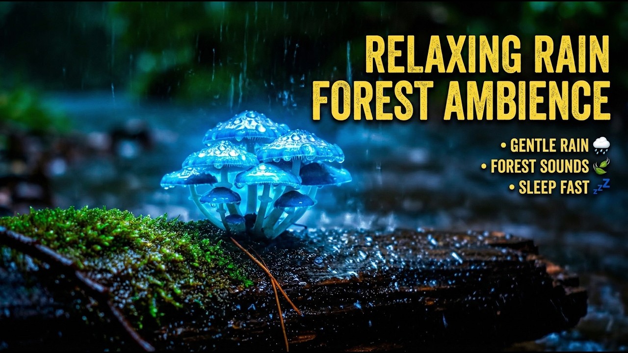 Forest Rain Ambience with Mushrooms 🍄 | Relaxing Nature Sounds for Deep Sleep