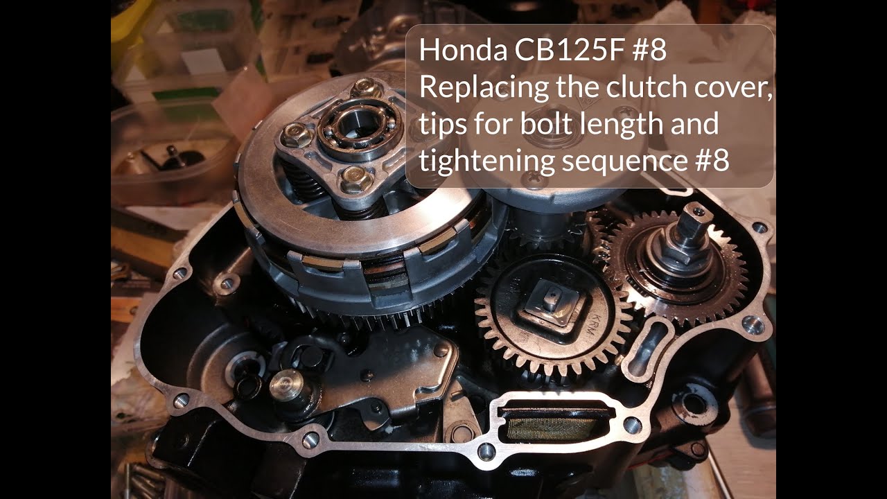 Honda CB125F, replacing the clutch cover and tips for bolt length and tightening sequence #8