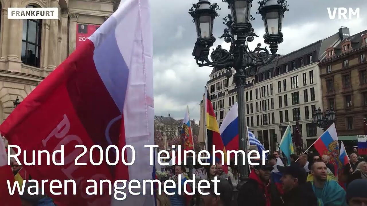 Protest gegen prorussische Demo in Frankfurt