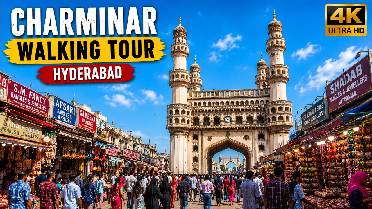 Hyderabad India Walking Tour 4K | Historic Monuments Old City