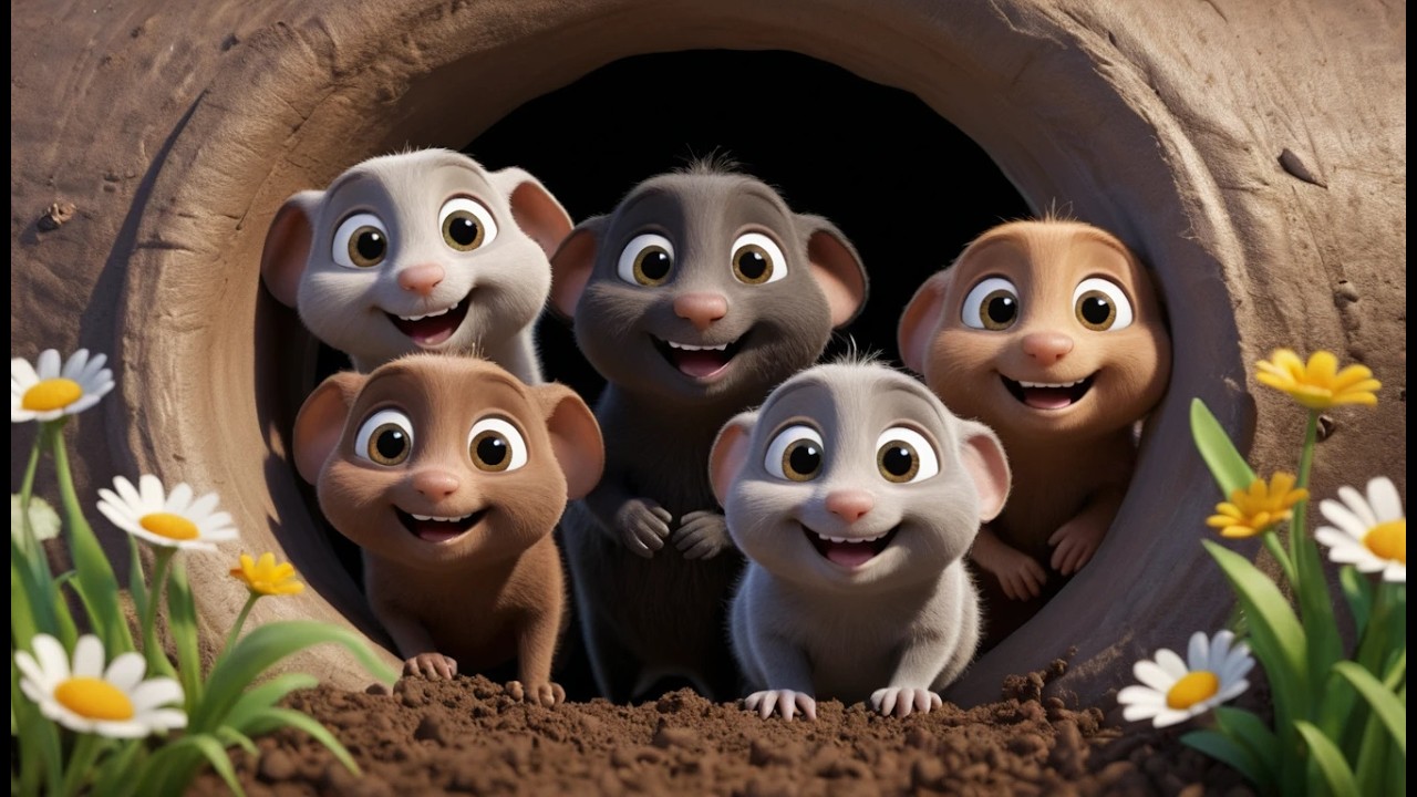 Five Little Moles Tunnel Tunnel Tunnel 🐾 | Underground Adventure & Counting Rhyme
