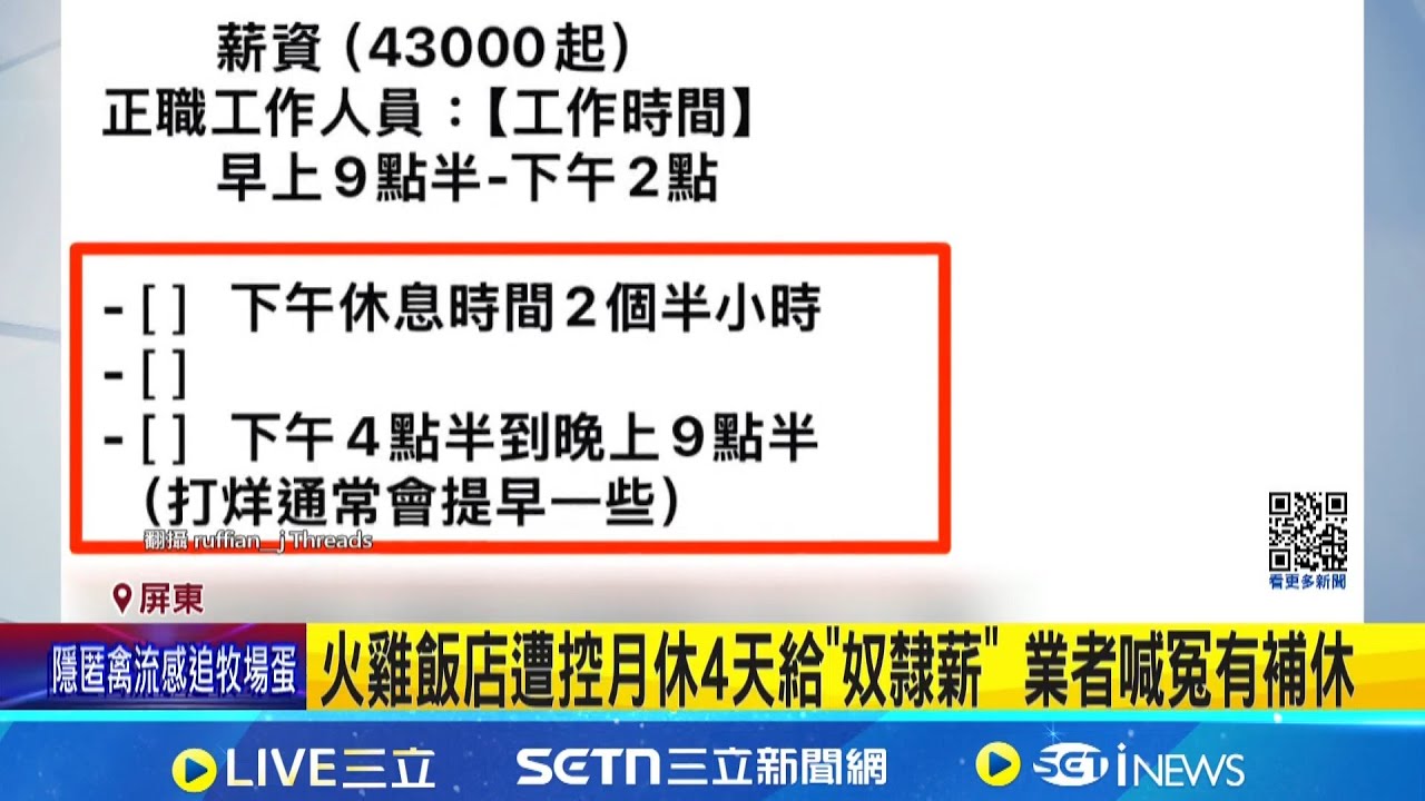 火雞飯店遭控月休4天給