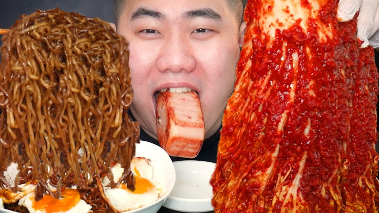 세상에서 가장 매운 실비김치 짜파게티 통스팸 계란반숙 리얼사운드먹방ASMR MUKBANG spicy kimchi Black bean Noodles EATING SOUNDS SHOW