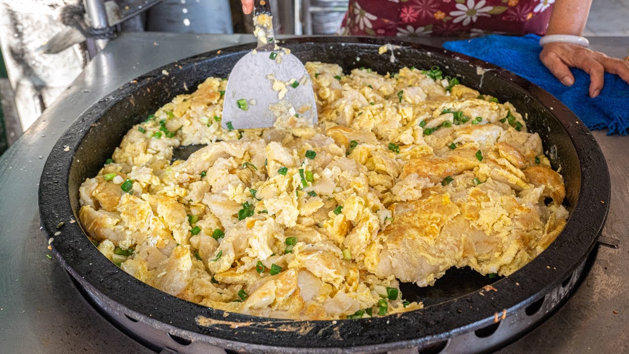 古早味粉漿炒蛋餅｜台灣美食｜碼頭阿姨蛋餅