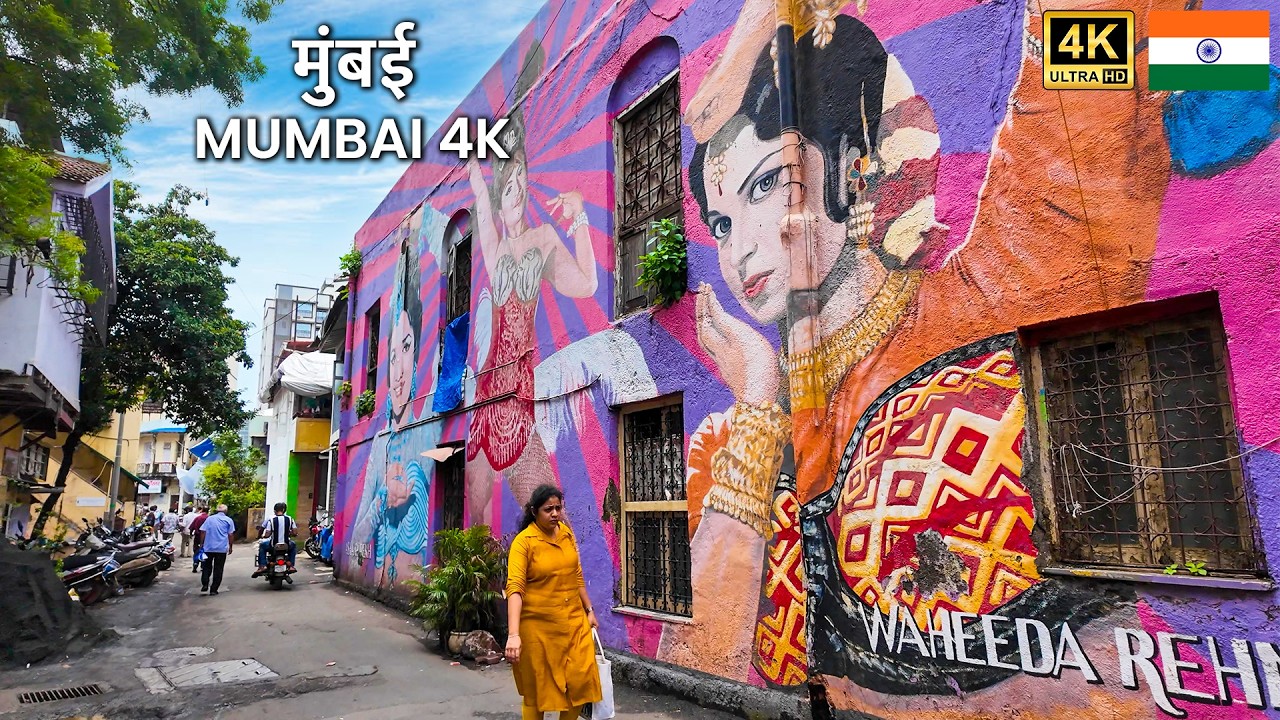 🇮🇳 Mumbai Chapel Road Walking Tour | Street Art & Colonial Charm in Bandra 4K HDR