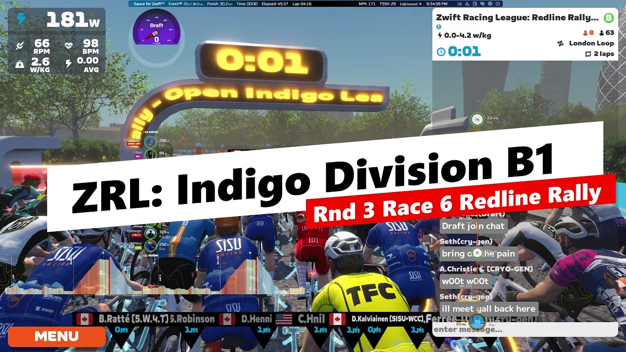 Zwift Racing League: Indigo Division B1 - Redline Rally - Race 3