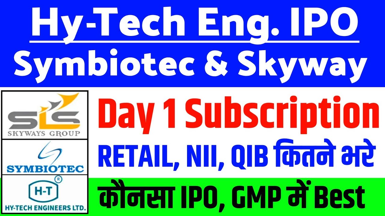 Hy Tech Engineering IPO Day 1 Subscription | Symbiotec IPO GMP Status ? | Skyway Air IPO Latest news