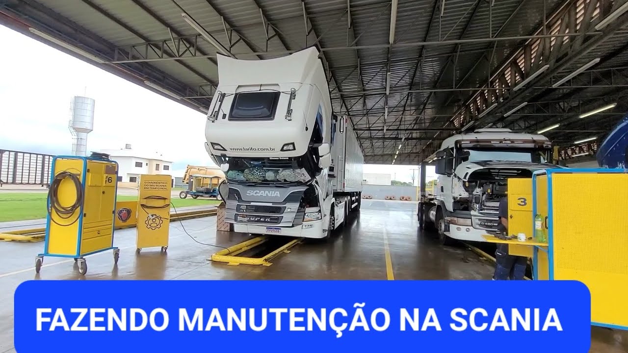 Meu caminhão estragou tive que ir para a Scania fazer manutenção.