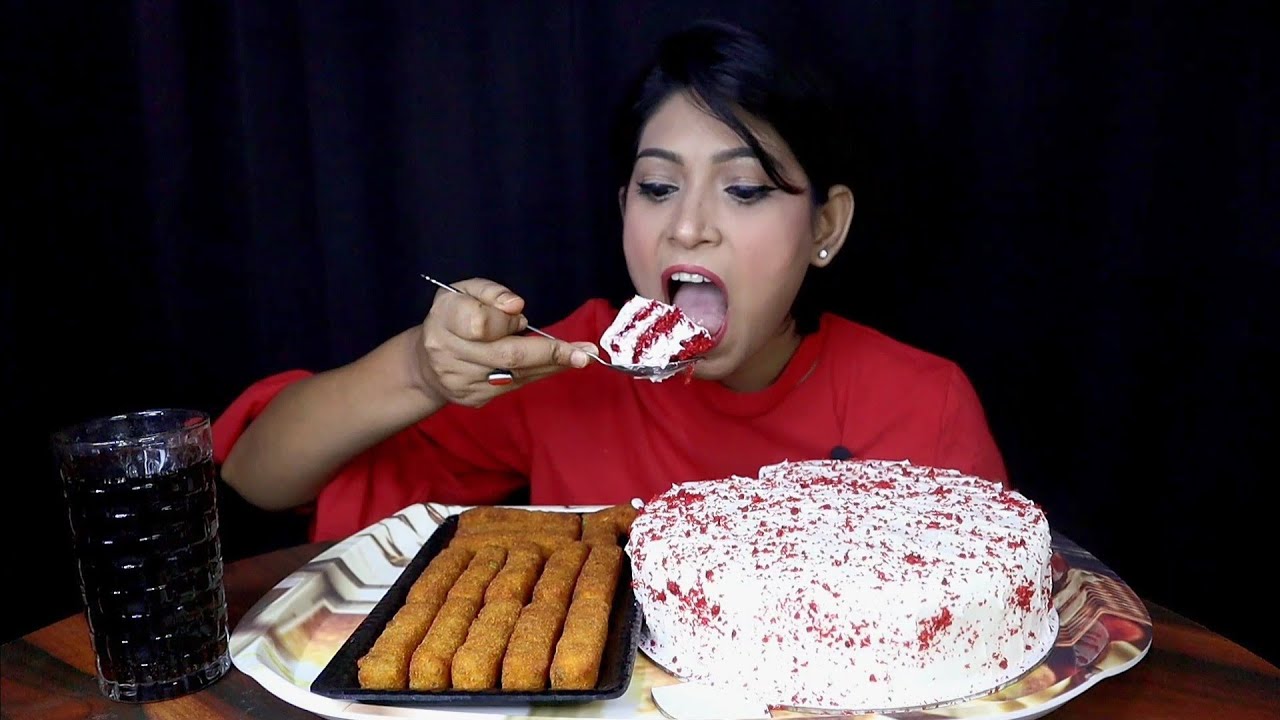 Red Velvet Cake With Cream Cheese Frosting | Cake Eating | ASMR MUKBANG | Red Velvet Cake | Pia Paul