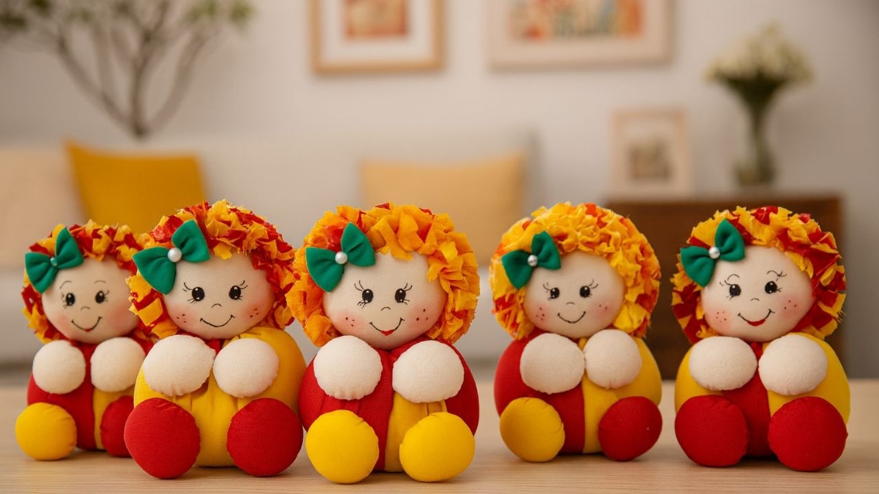 Boneca Emília de Fuxico Passo a Passo - DIY com Djanilda Ferreira