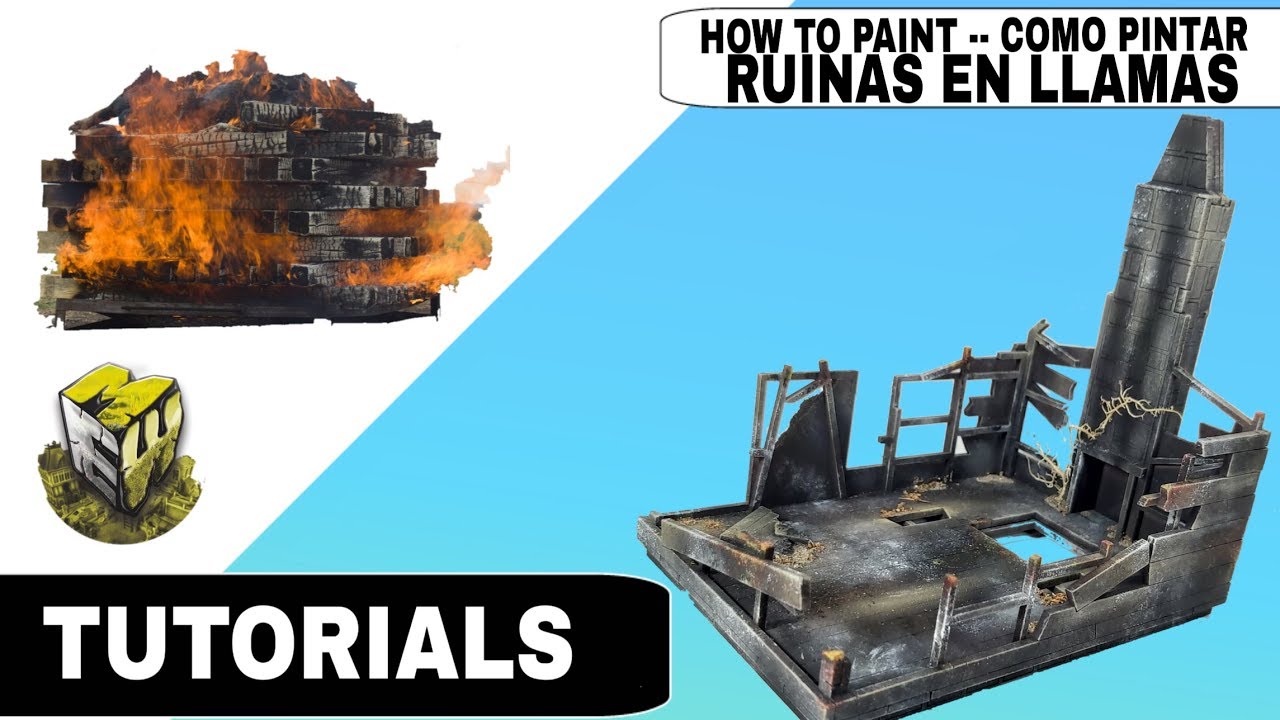 TUTORIAL: Como Pintar, How To Paint. EFFECT,(CALCINADO, ASCUAS DE FUEGO) En escenografía español lat