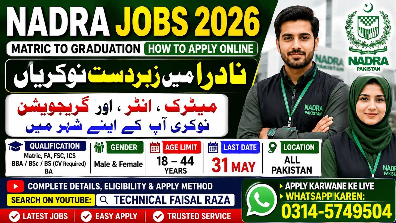 NADRA Jobs 2026 | Matric To Graduation Jobs | How To Apply Online | Complete Details