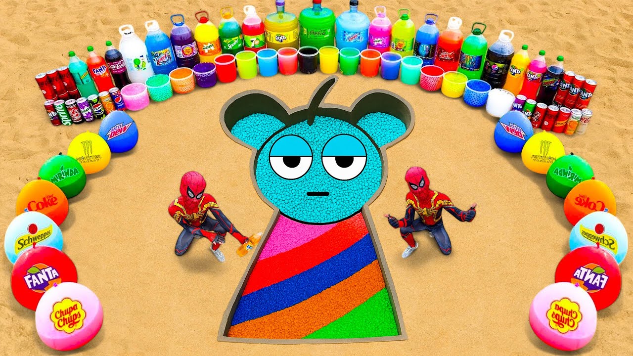 Jak zrobić postać Sprunki z Incredibox z Big Orbeez i cementem, eksperyment: Fanta i Cola kontra ...