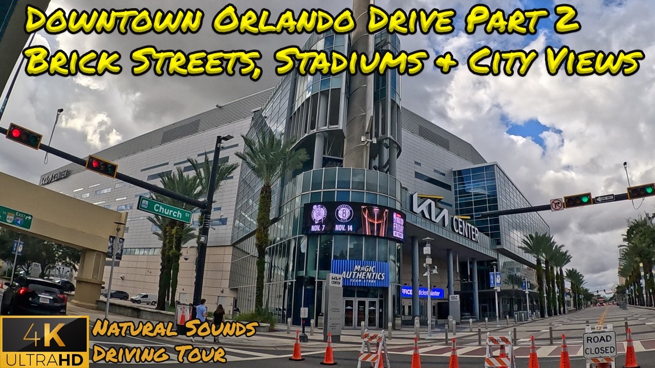 [4K DRIVE] Orlando Downtown Drive Pt 2 | Brick Streets, Lake Eola & Sports Venues