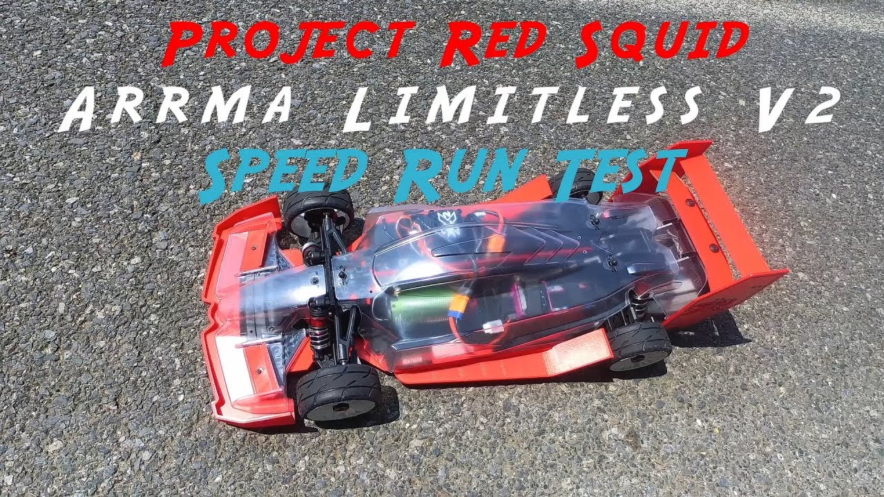 Arrma Limitless V2 project Red Squid. Speed run test and personal best 129mph. (208kmh)