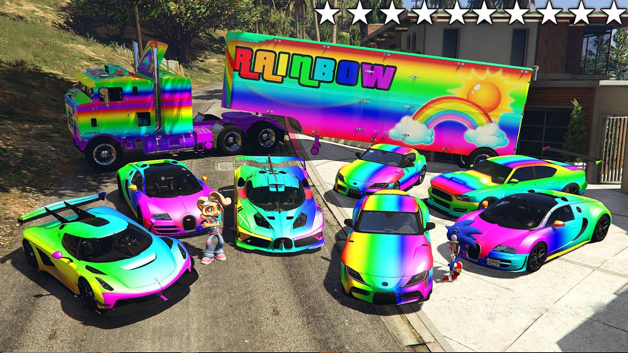 ROBAR LOS COCHES ÚNICOS ARCOÍRIS CON SONIC DE LA VIDA REAL EN GTA 5