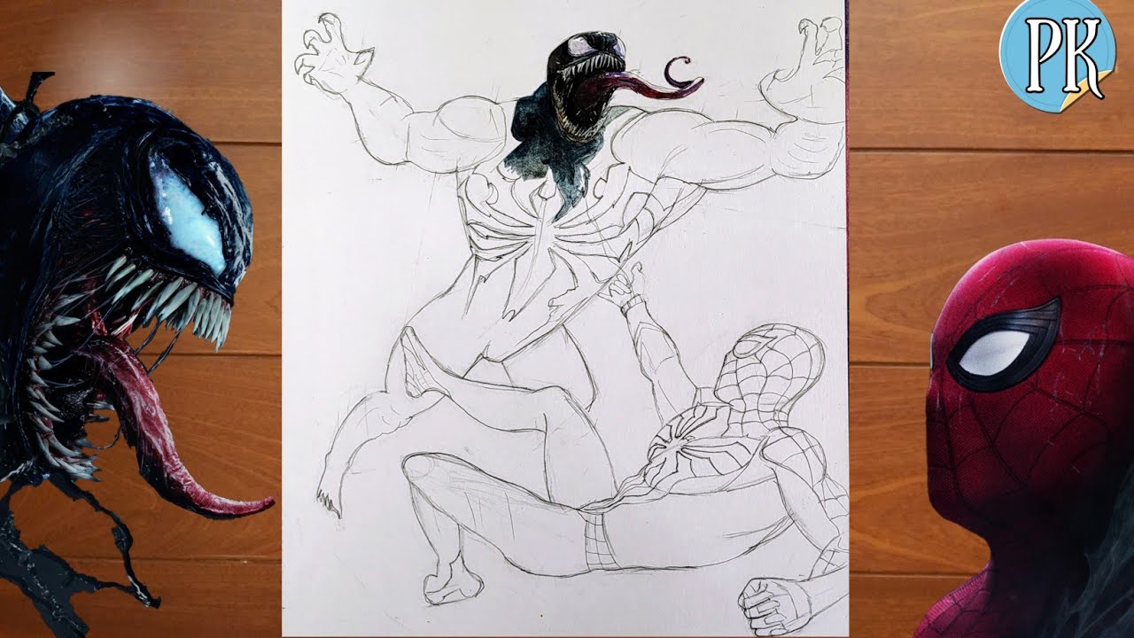 Let's Draw Spiderman VS Venom // step by step easy