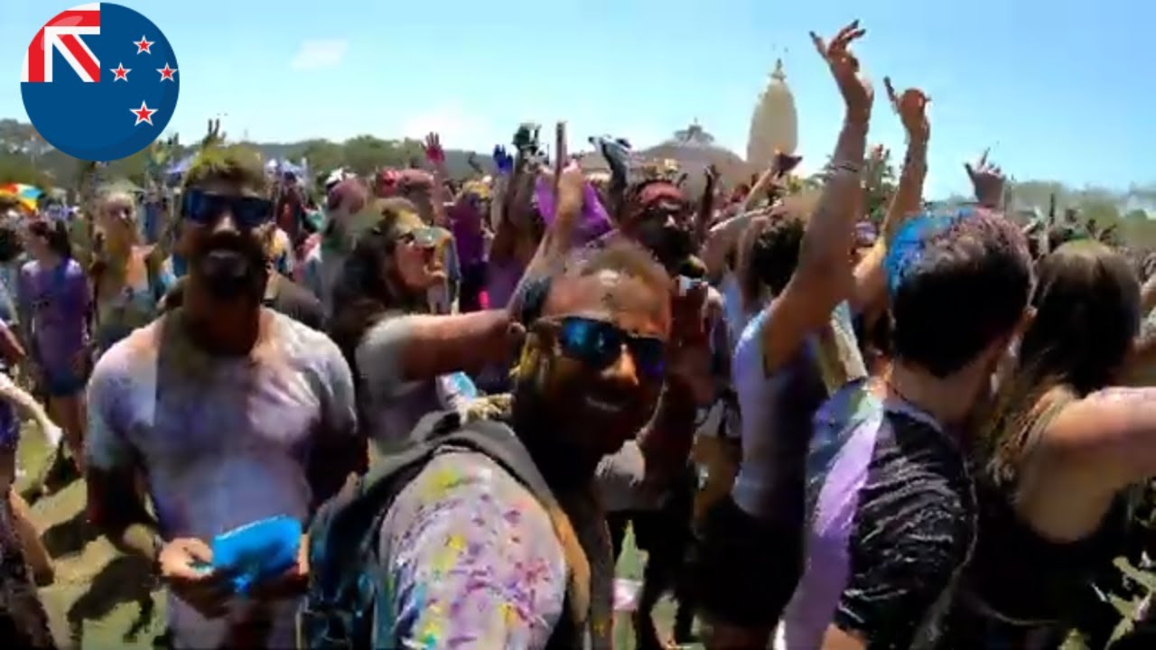 Holi Festival In Auckland (New Zealand) | Festival of Colors | Hare Krishna Temple