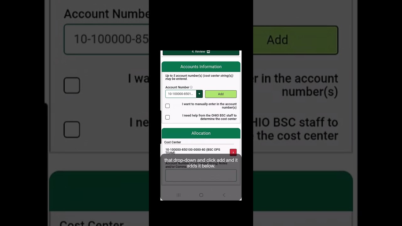 OHIO Business Service Center - Purchase request form with smart device