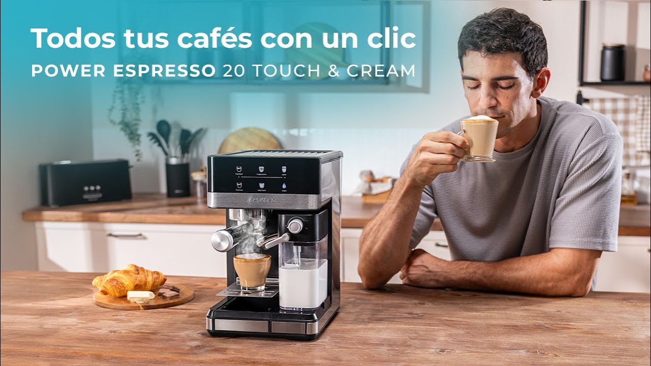 Cafetera semiautomática táctil Power Espresso 20 Touch & Cream con depósito de leche.