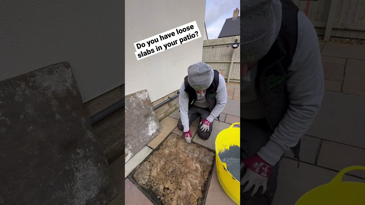 How to repair loose ￼patio slabs #landscaping #garden