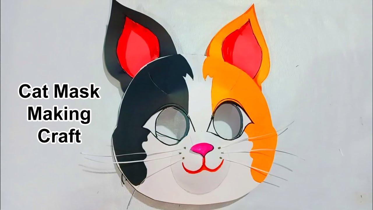 How to make cat mask with paper | paper mask making | cat face mask for kids | cute cat mask