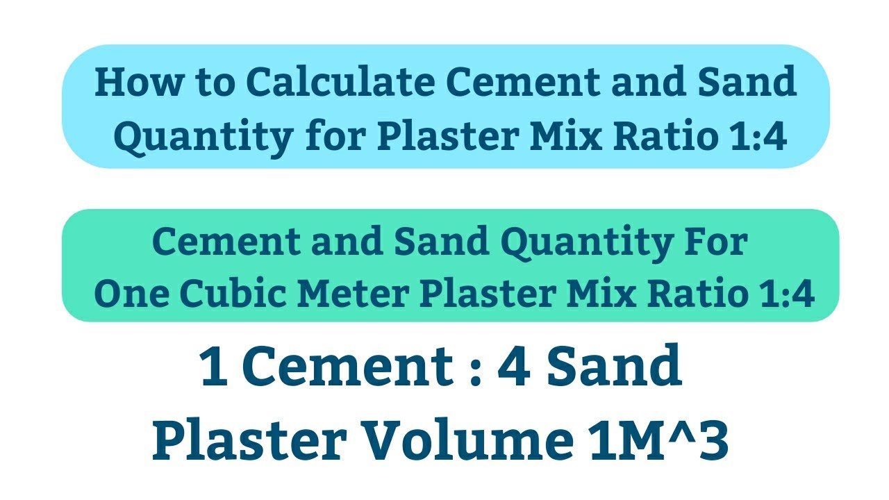 How to Calculate Cement and Sand Quantity for Plaster Mix Ratio 1:4 || C&S Quantity for 1M^3 Plaster