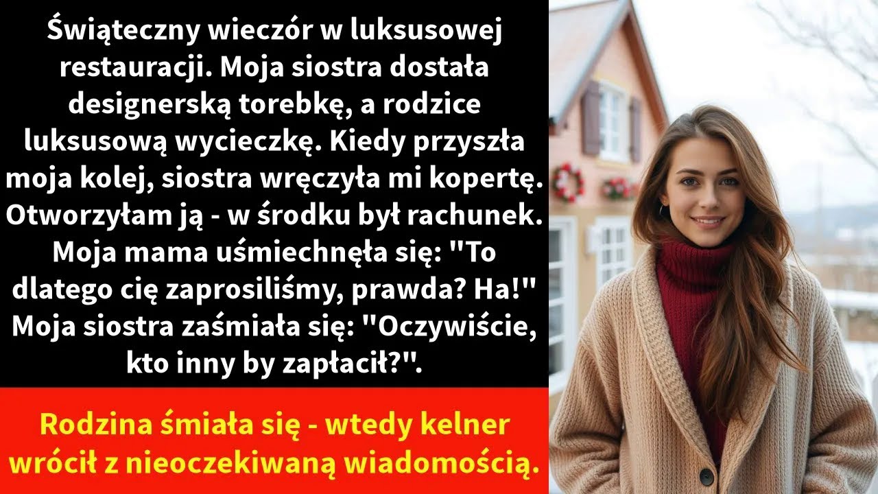 Świąteczny wieczór w luksusowej restauracji. Moja siostra dostała designerską torebkę,