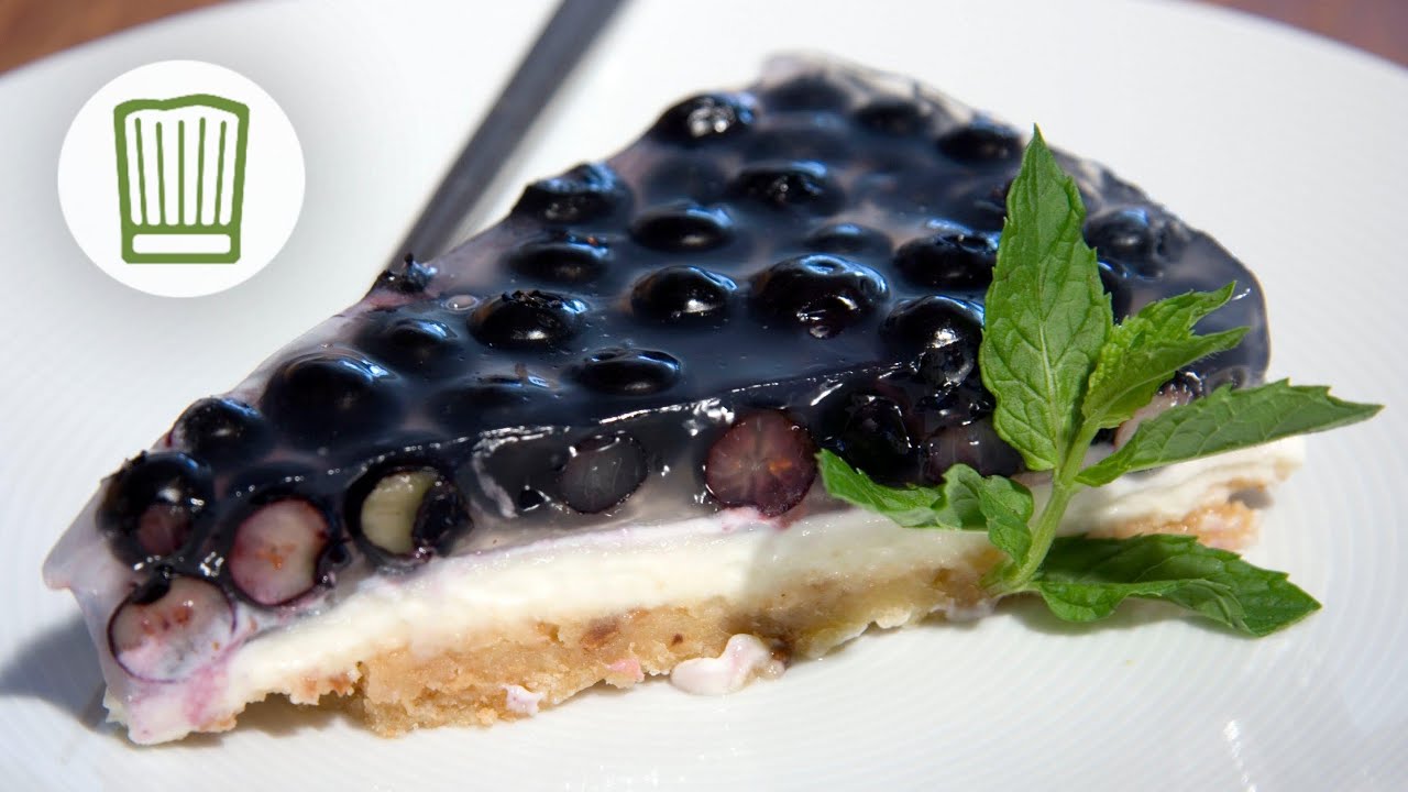 Frischkäse-Torte mit Brösel-Boden und Blaubeeren #chefkoch