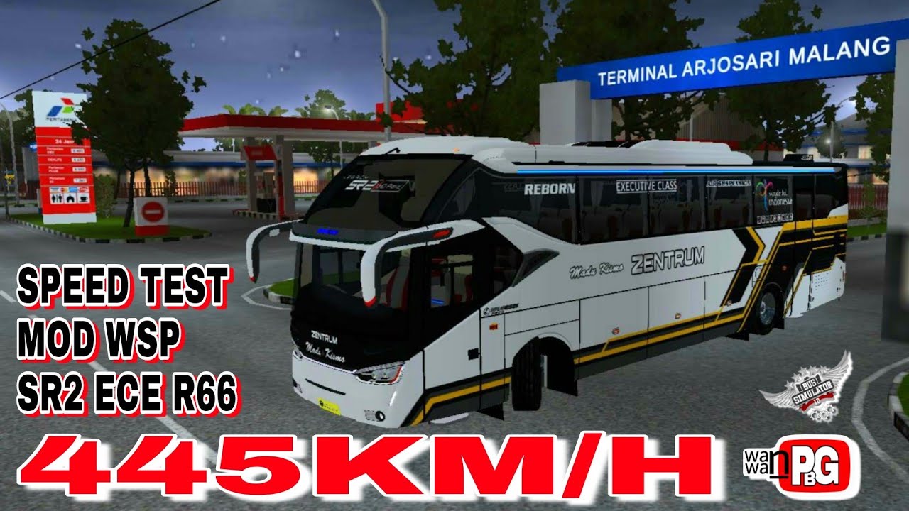 445KM/H SPEEED TEST MOD WSP SR2 ECE R66 BUSSID V3.6.1