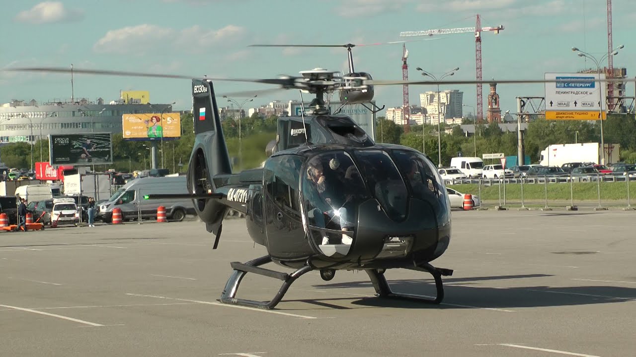 Eurocopter EC130B4 запуск и взлёт с HeliRussia 2021