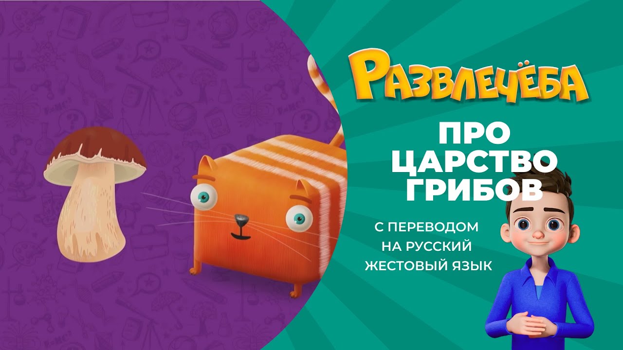 Развлечёба. Окружающий мир. Про царство грибов. С переводом на русский жестовый язык.
