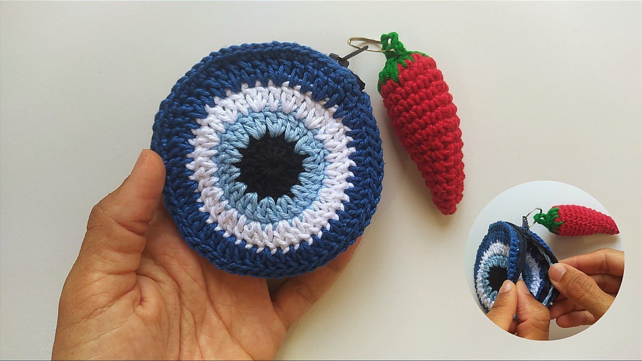 Como fazer PORTA MOEDAS de crochê passo a passo I Olho Grego