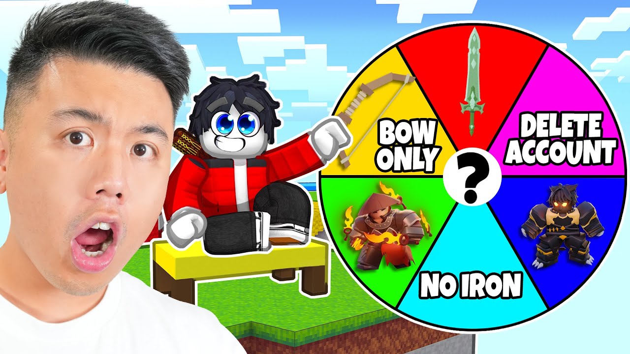 Roblox Bedwars, но случайное колесо управляет моей игрой!