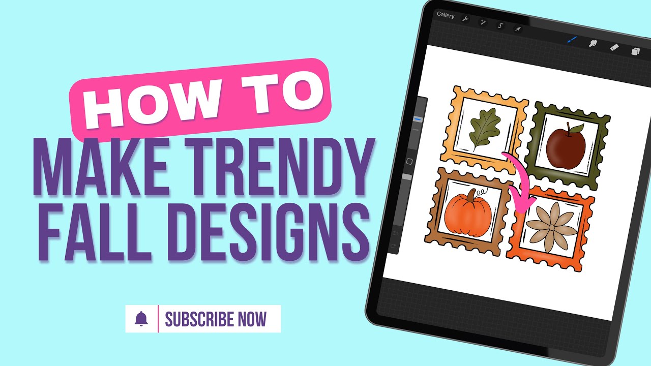 Make a Trendy Fall Postage Stamp PNG in Procreate
