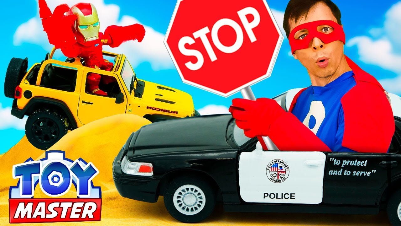 Железный Человек в беде! Устраиваем погоню и спасение 🚓🤖 Игрушки трансформеры в видео для мальчиков