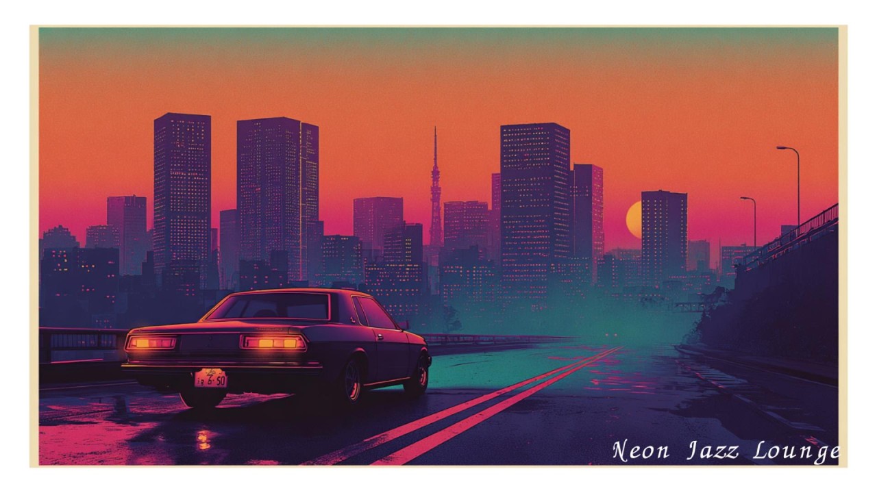 Tokyo Neon Skyline Jazz House Mix | Foggy Night Drive | for Deep Work